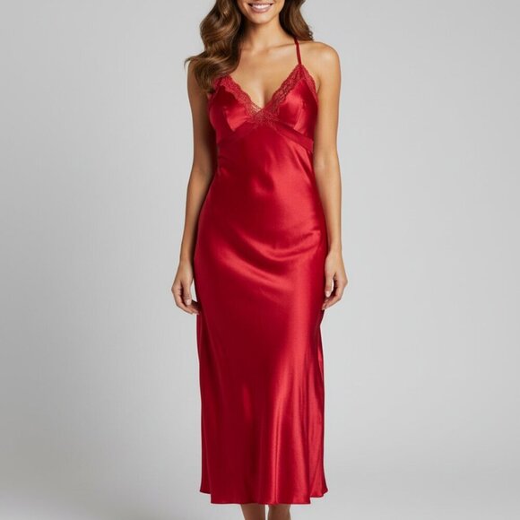 Victoria’s Secret Very Sexy Red Slip Dress M Y2K Lingerie Glam Valentines Sexy - Picture 1 of 12